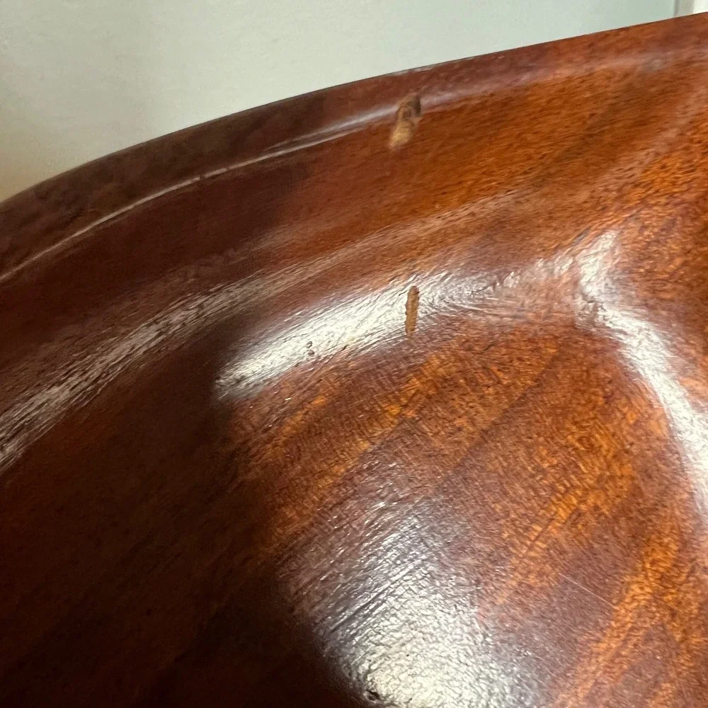Vintage Mahogony Tray‎ MCM Leaf Wooden Haiti Coastal Boho Catchall Dish Decor